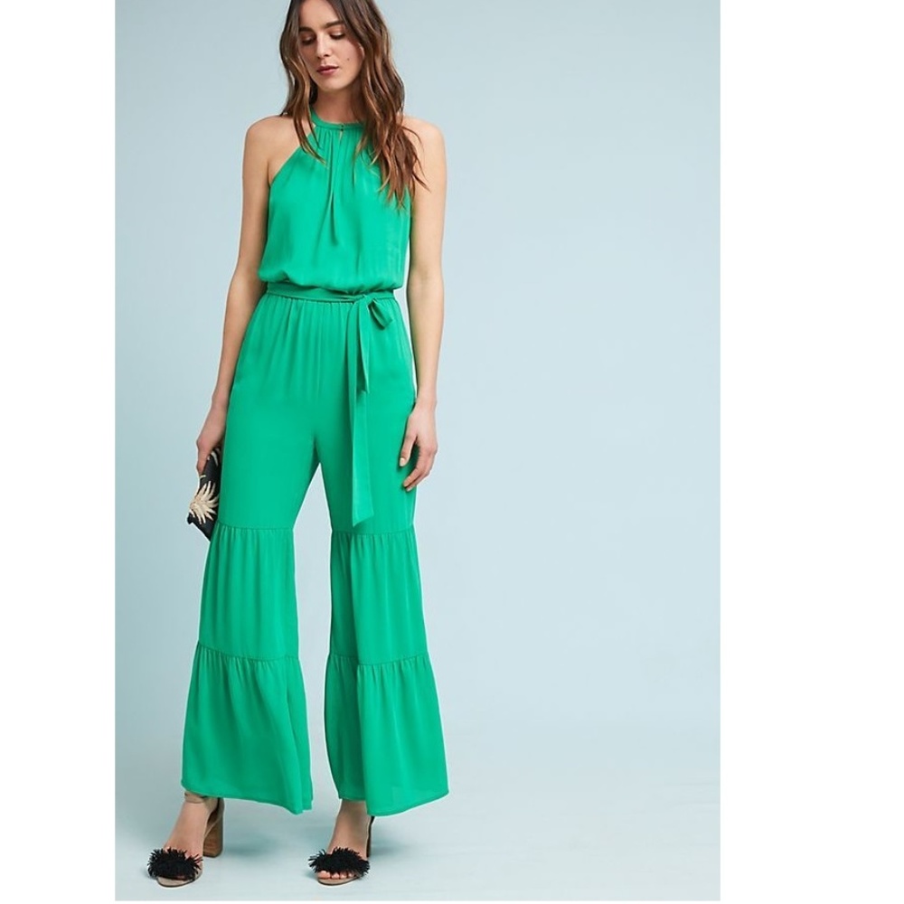 NWT NEW Anthropologie Tiered Wide-Leg Jumpsuit - Picture 2 of 6